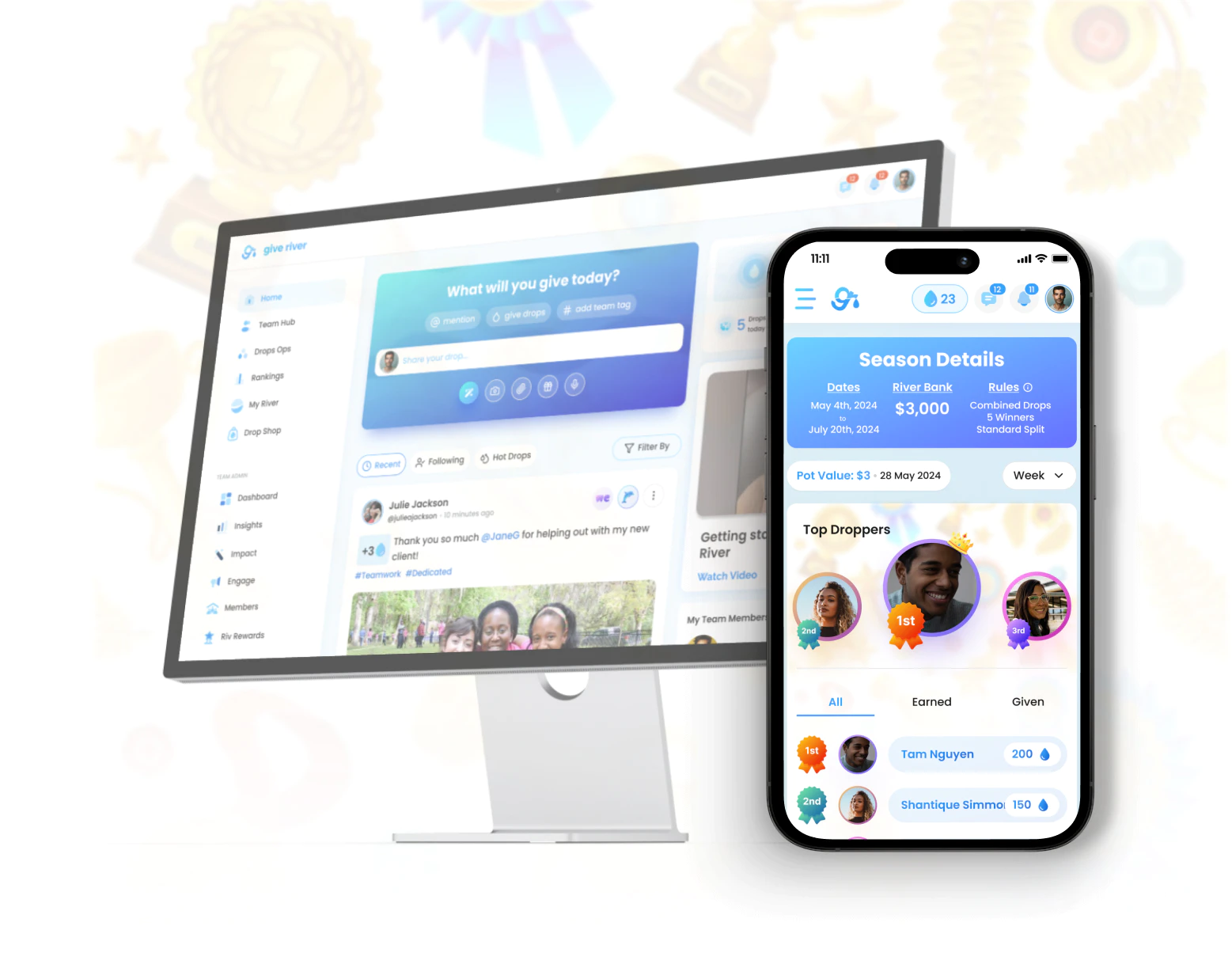Give River on desktop and mobile