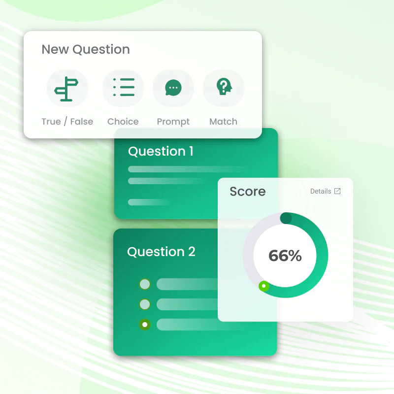 Three green cards with question marks on them
