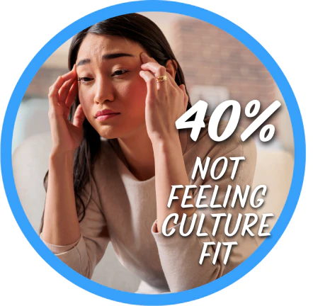 A frustrated worker holding her head in her hands