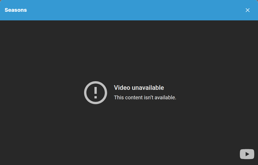 The help video dialog, opened from the Seasons section of Engage, with a title bar and video player.