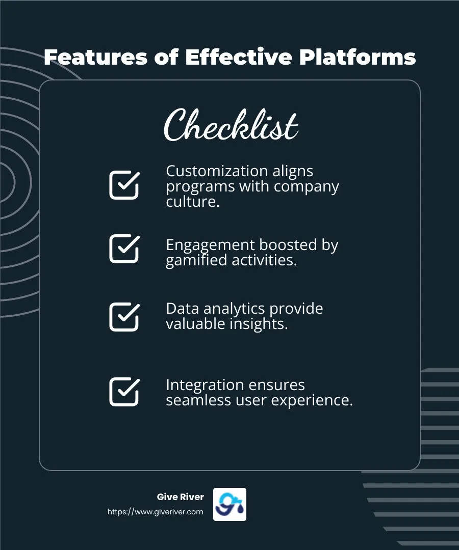 Customizable wellness programs lead to higher engagement and satisfaction. - corporate wellness platforms infographic checklist-dark-blue