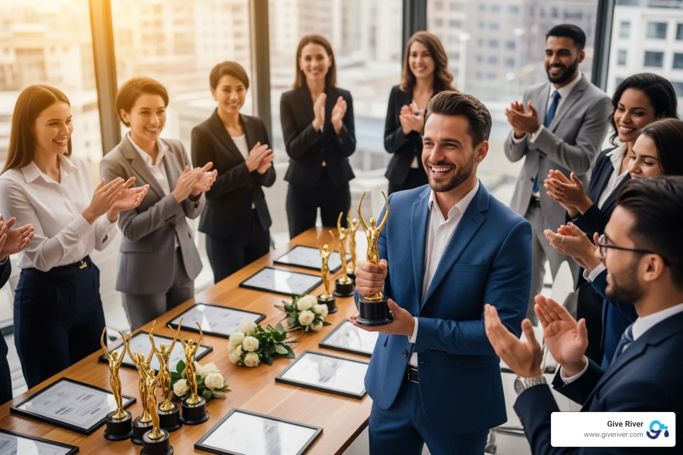 employees using a recognition software platform - award recognition ideas