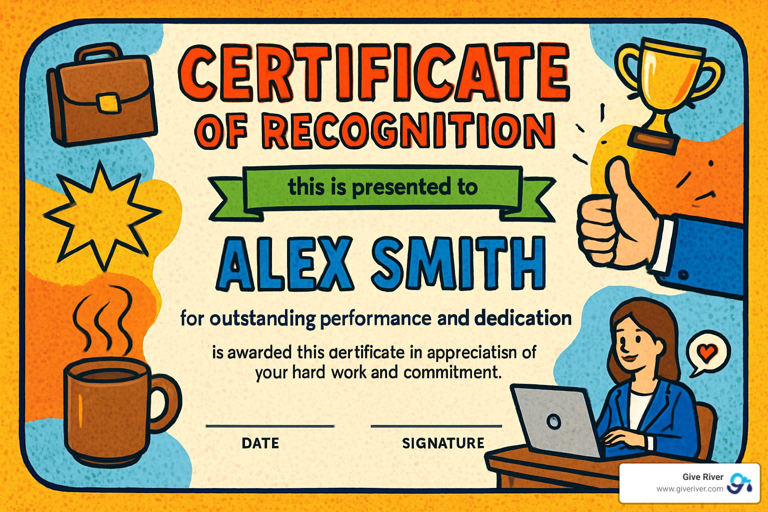custom comic-style certificates - awards for employees