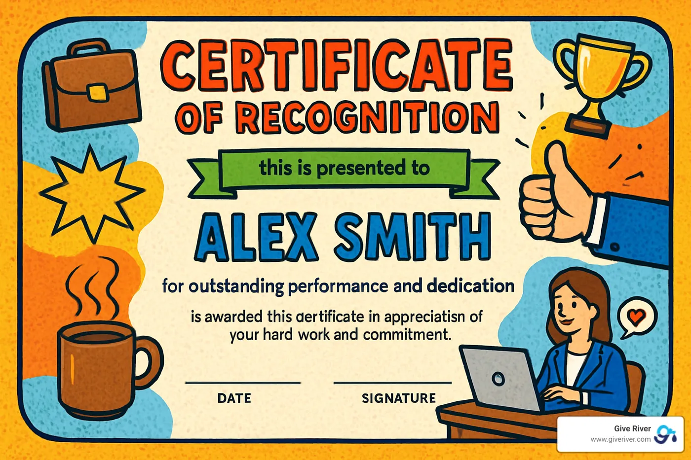 custom comic-style certificates - awards for employees