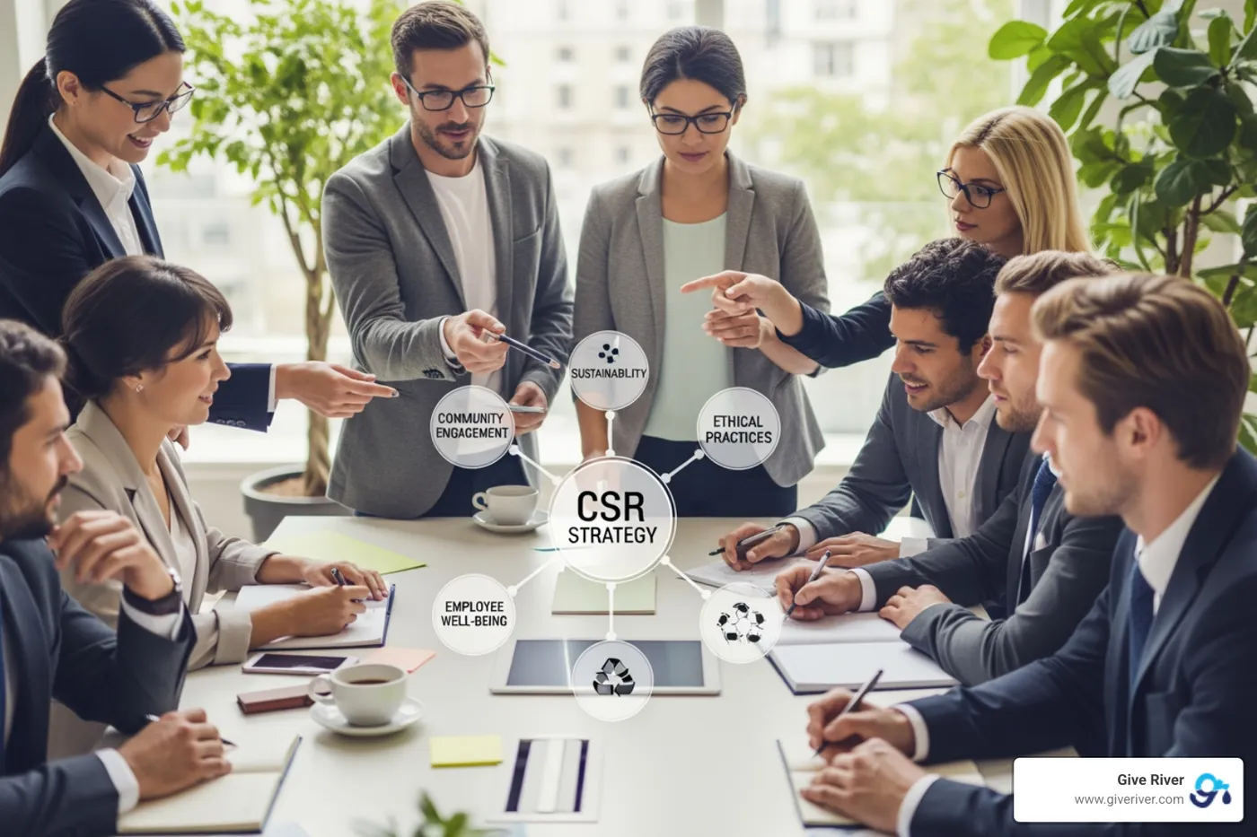 sustainability report dashboard showing carbon footprint and social impact metrics - strategies for corporate social
