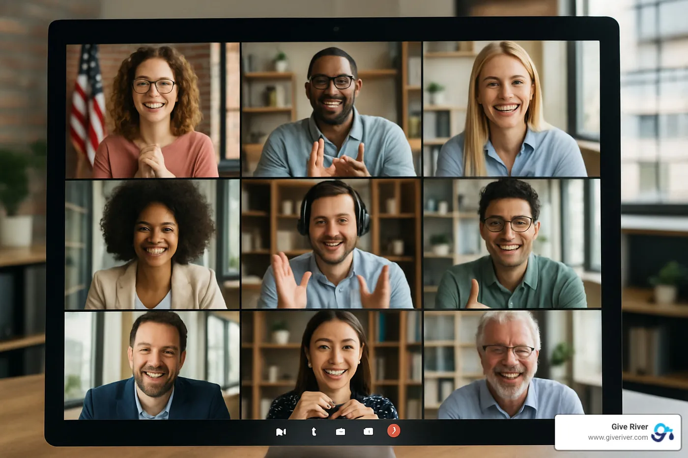 virtual team building activity with team members on video call - organizational culture in virtual teams