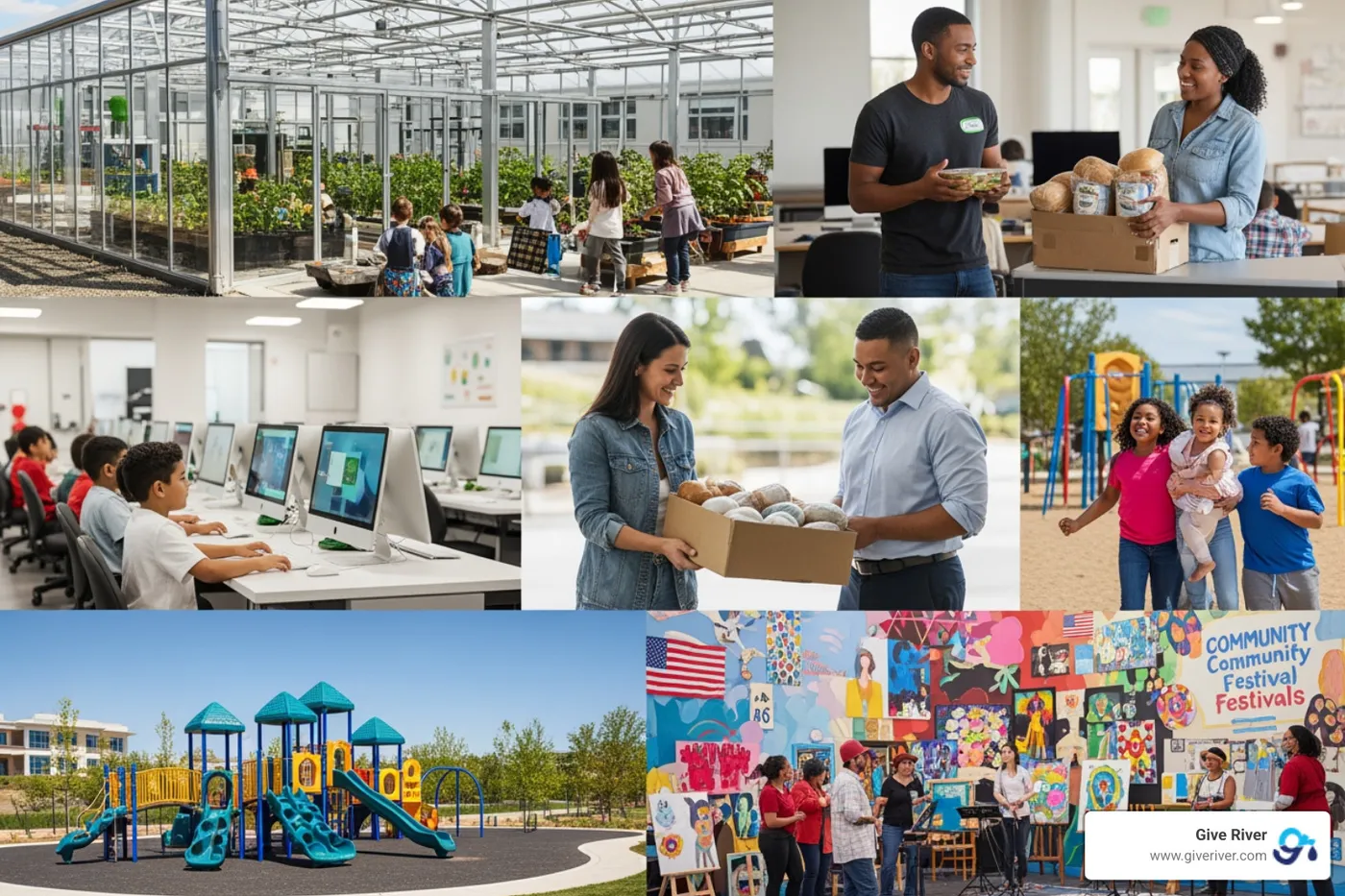 collage of successful community projects - community involvement grants
