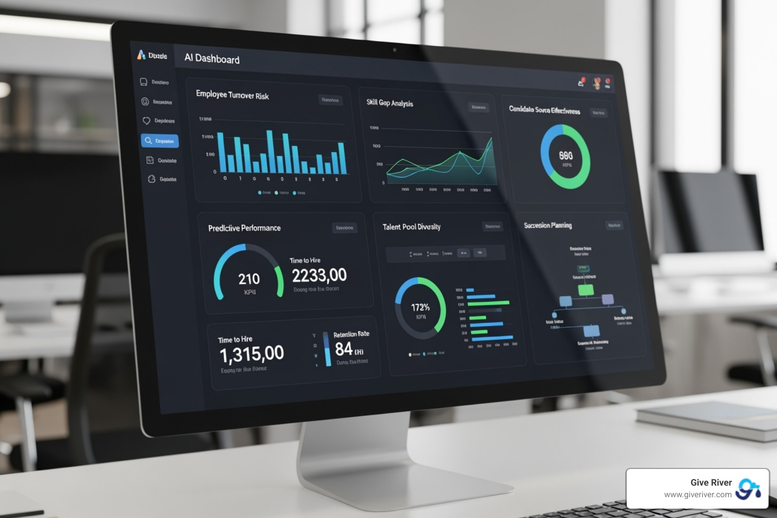 AI-powered dashboard showing predictive talent analytics - HR technology trends