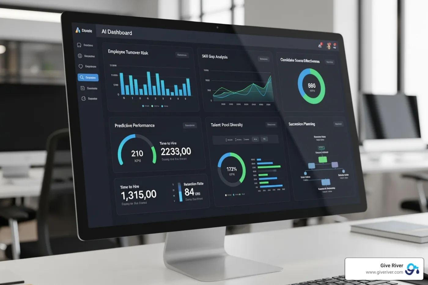 AI-powered dashboard showing predictive talent analytics - HR technology trends