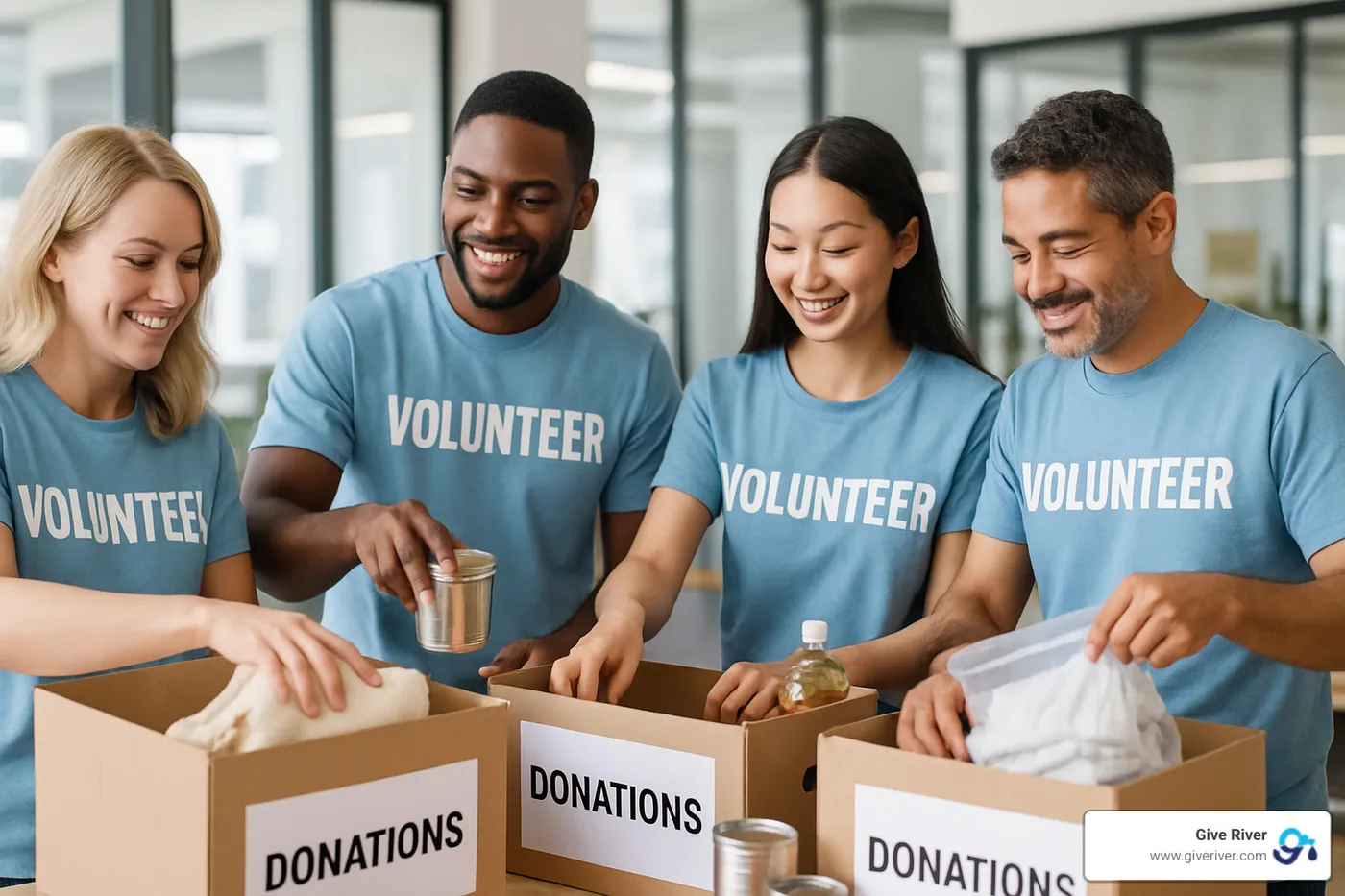 engaged employees participating in charitable activities - charitable giving at work