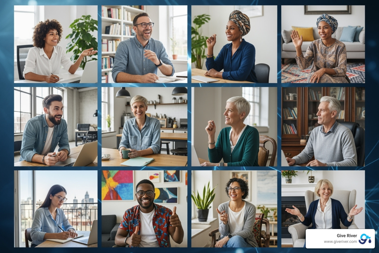 A diverse team actively participating in a fun virtual meeting, showcasing engagement and connection in a remote work setting - staff motivation techniques
