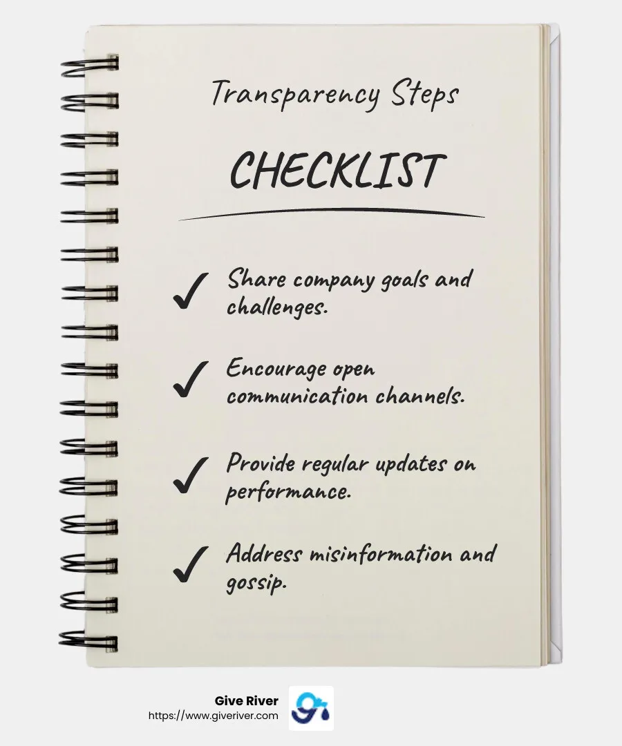 Transparency is the foundation of trust in a workplace. - improve workplace culture infographic checklist-notebook