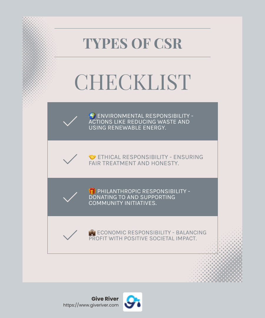 CSR Types Infographic - what is csr infographic checklist-light-blue-grey