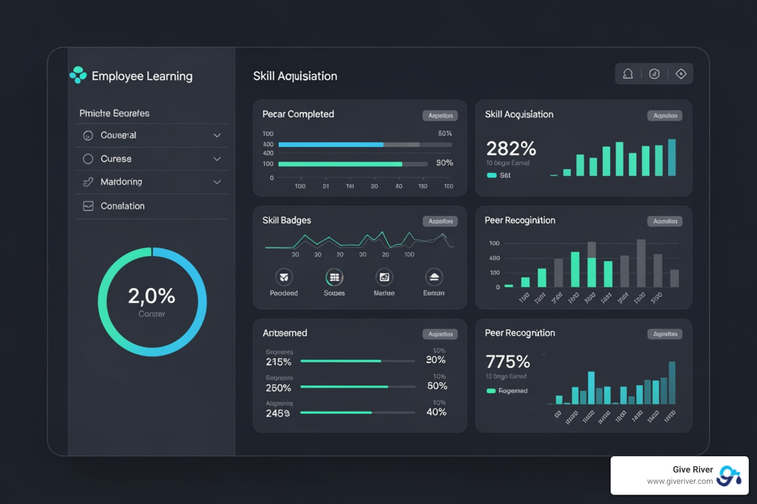 dashboard showing integrated learning and recognition metrics - learning and development tools