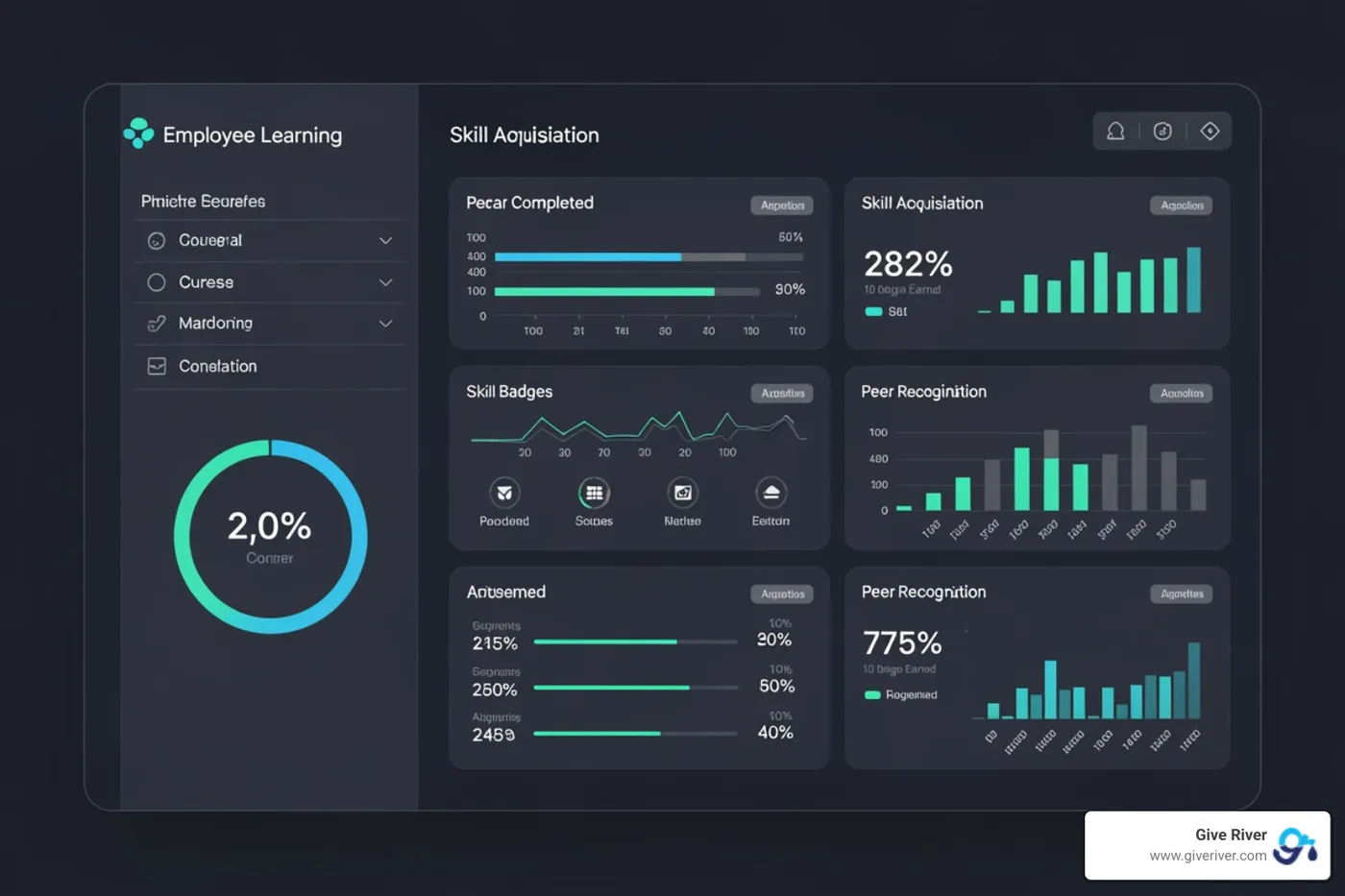 dashboard showing integrated learning and recognition metrics - learning and development tools