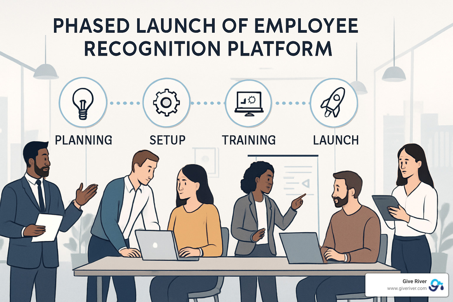 employee recognition platform launch timeline - online recognition platform