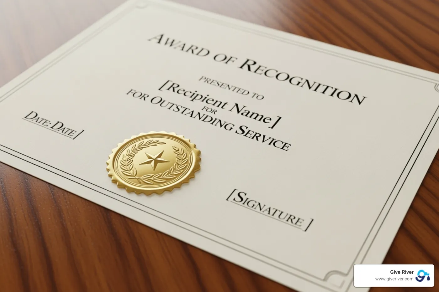 Image of a federal service award certificate - service award