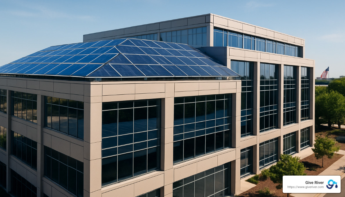 solar panels on corporate building roof - what is corporate social responsibility
