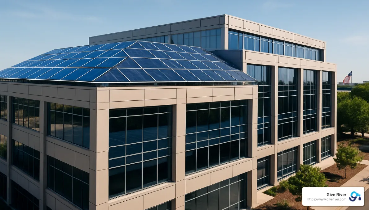 solar panels on corporate building roof - what is corporate social responsibility