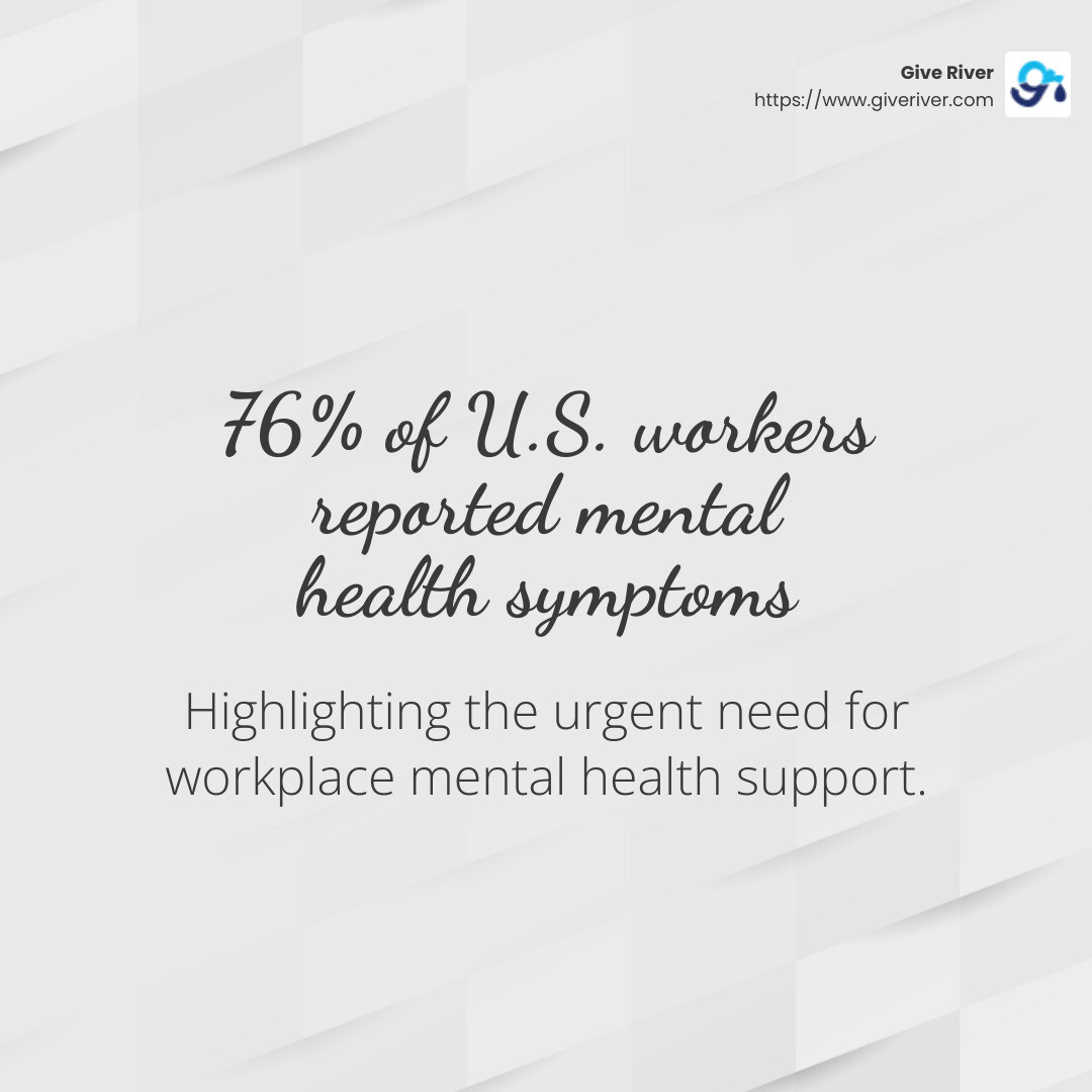 76% of U.S. workers reported mental health symptoms - workplace wellbeing solutions infographic simple-stat-light
