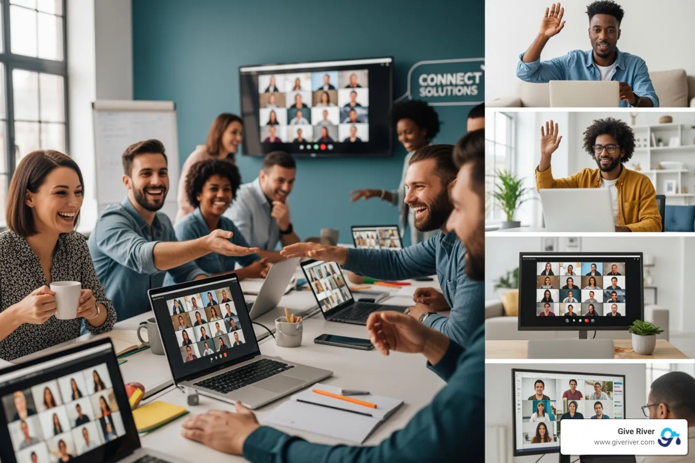 hybrid team connecting through a video call for a virtual event - national employee appreciation day 2025