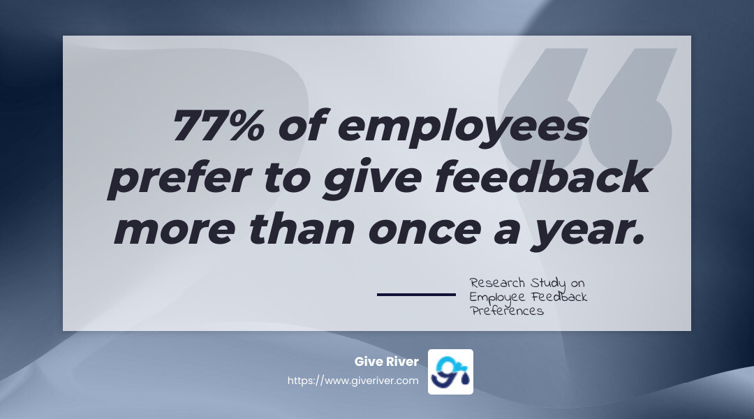 77% of employees want to provide feedback more than once per year - employee pulse survey platform infographic simple-quote-landscape-gray
