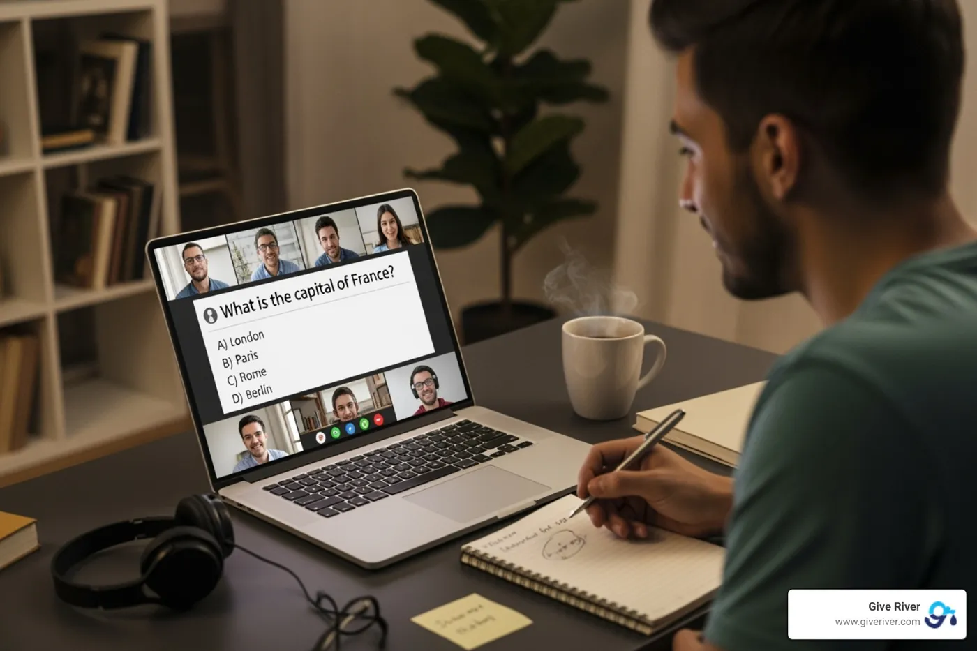 virtual trivia night setup - online quiz games for team building