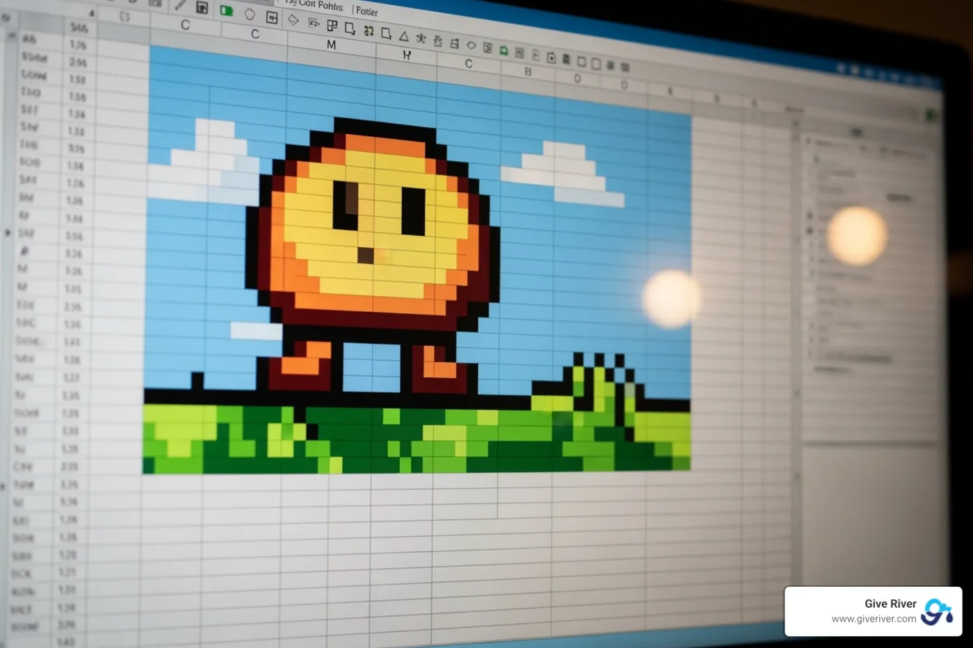 completed spreadsheet pixel art design - remote trust building exercises