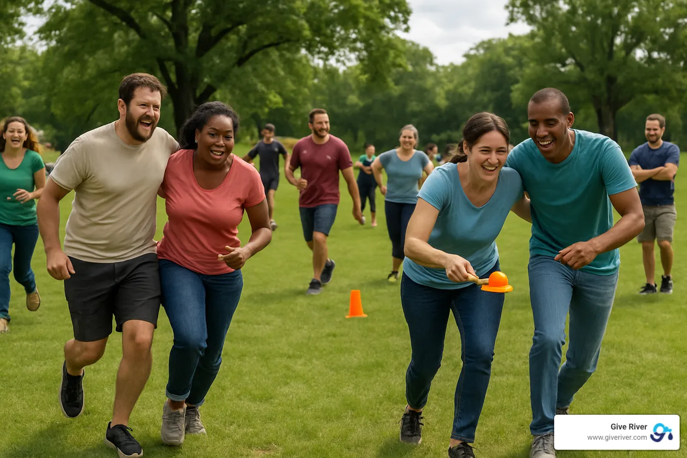 outdoor team building games with large group - fun games to play when hosting an event