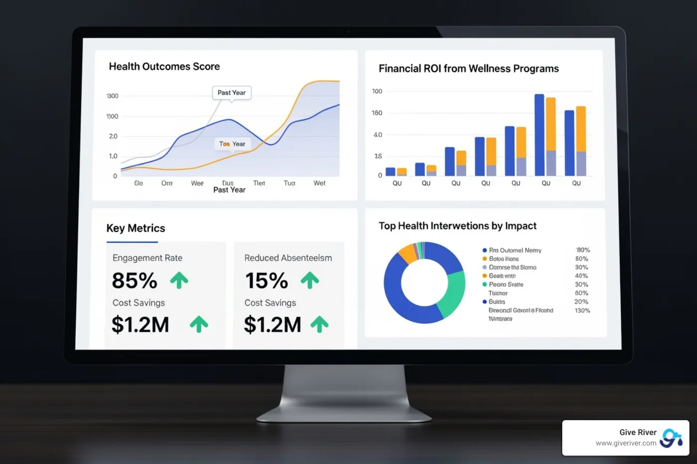 Report showing positive ROI and improved health metrics from a wellness program - Employee wellness gamification