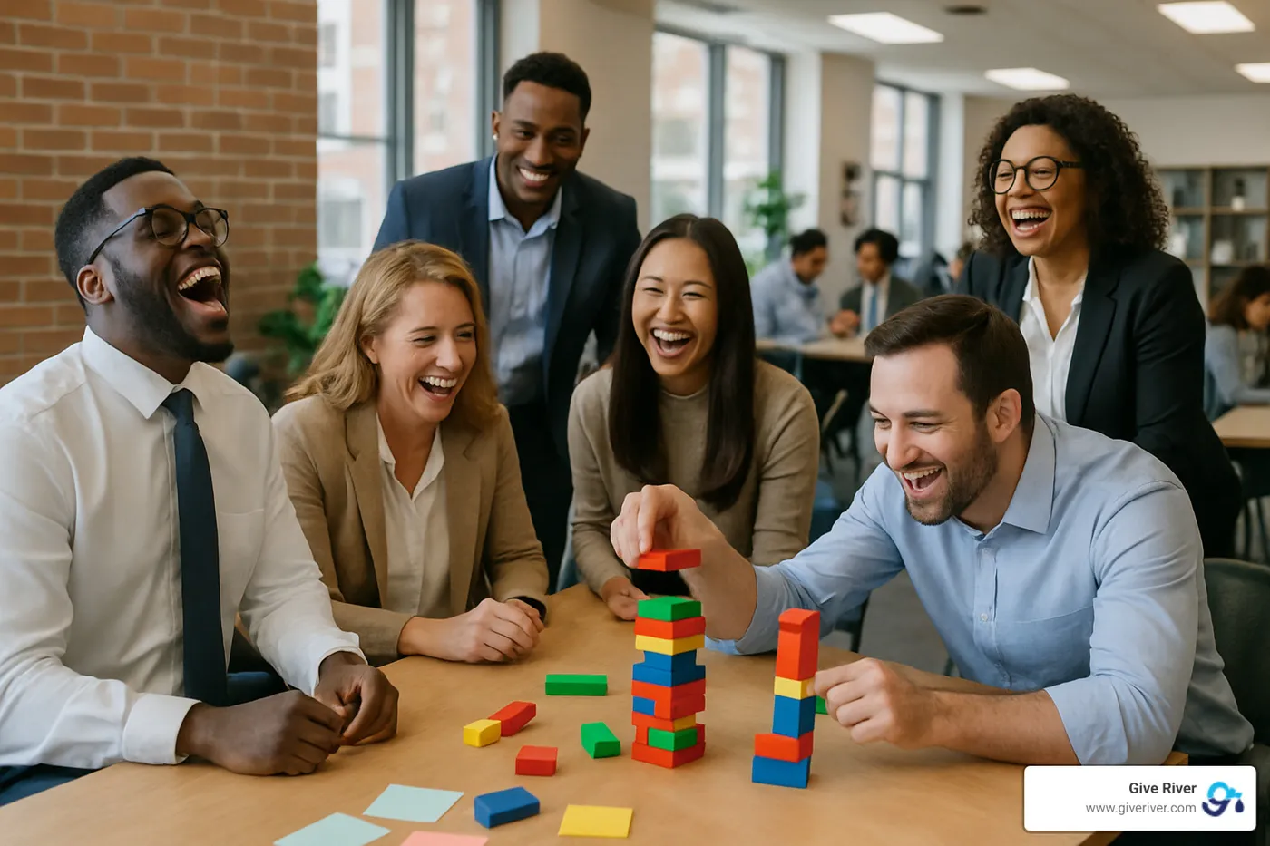 diverse group playing interactive games at a corporate event - fun games to play when hosting an event