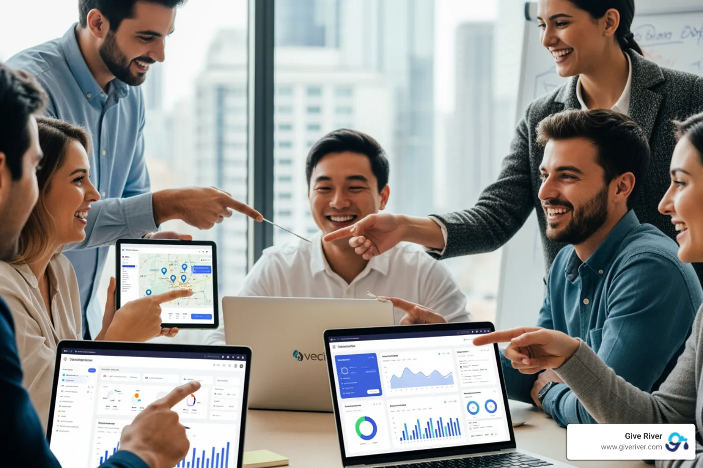 Give River’s intuitive interface on desktop and mobile - employee volunteer program software