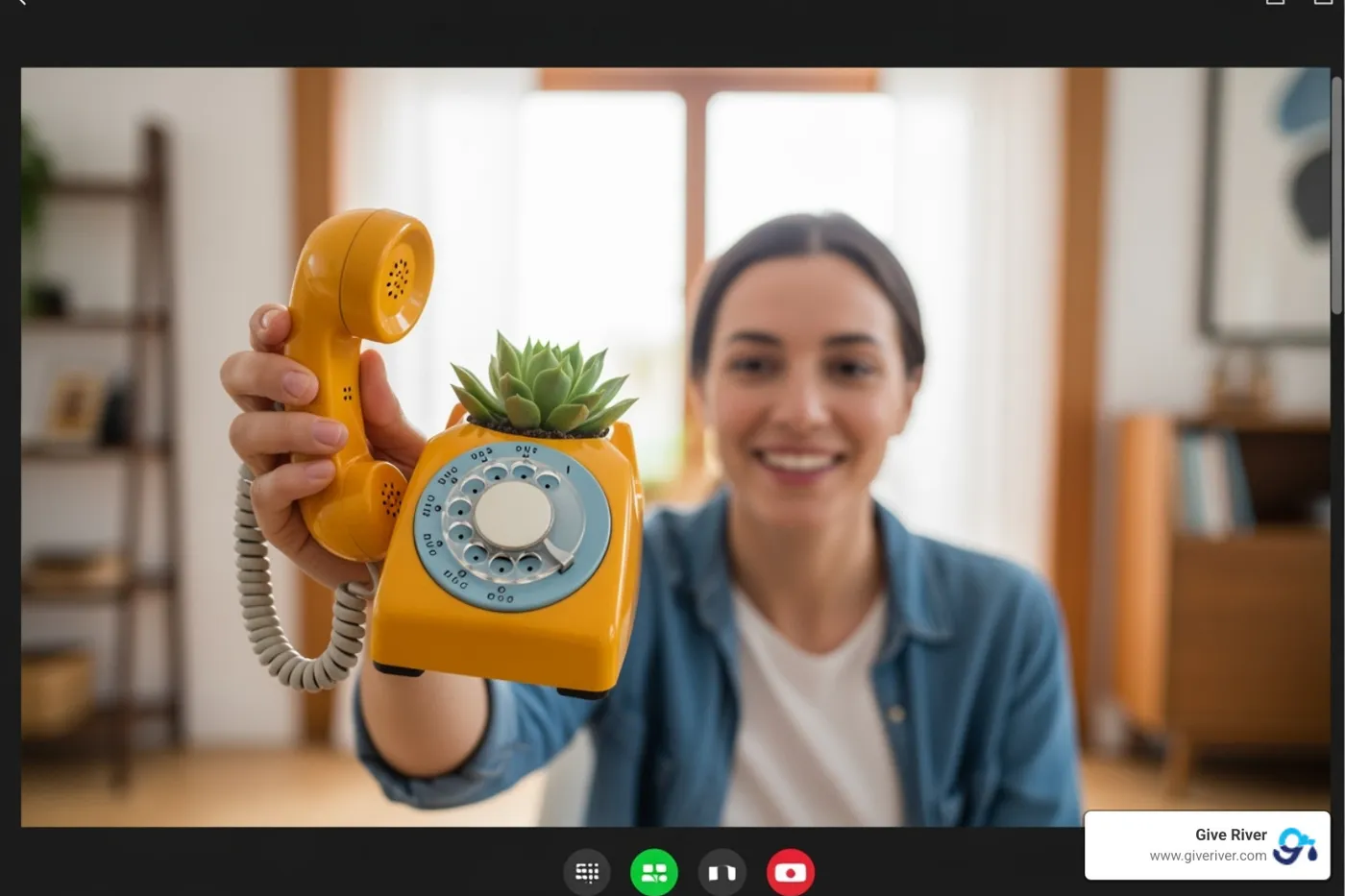 person holding up a quirky object for a virtual show and tell - team bonding games to play over zoom