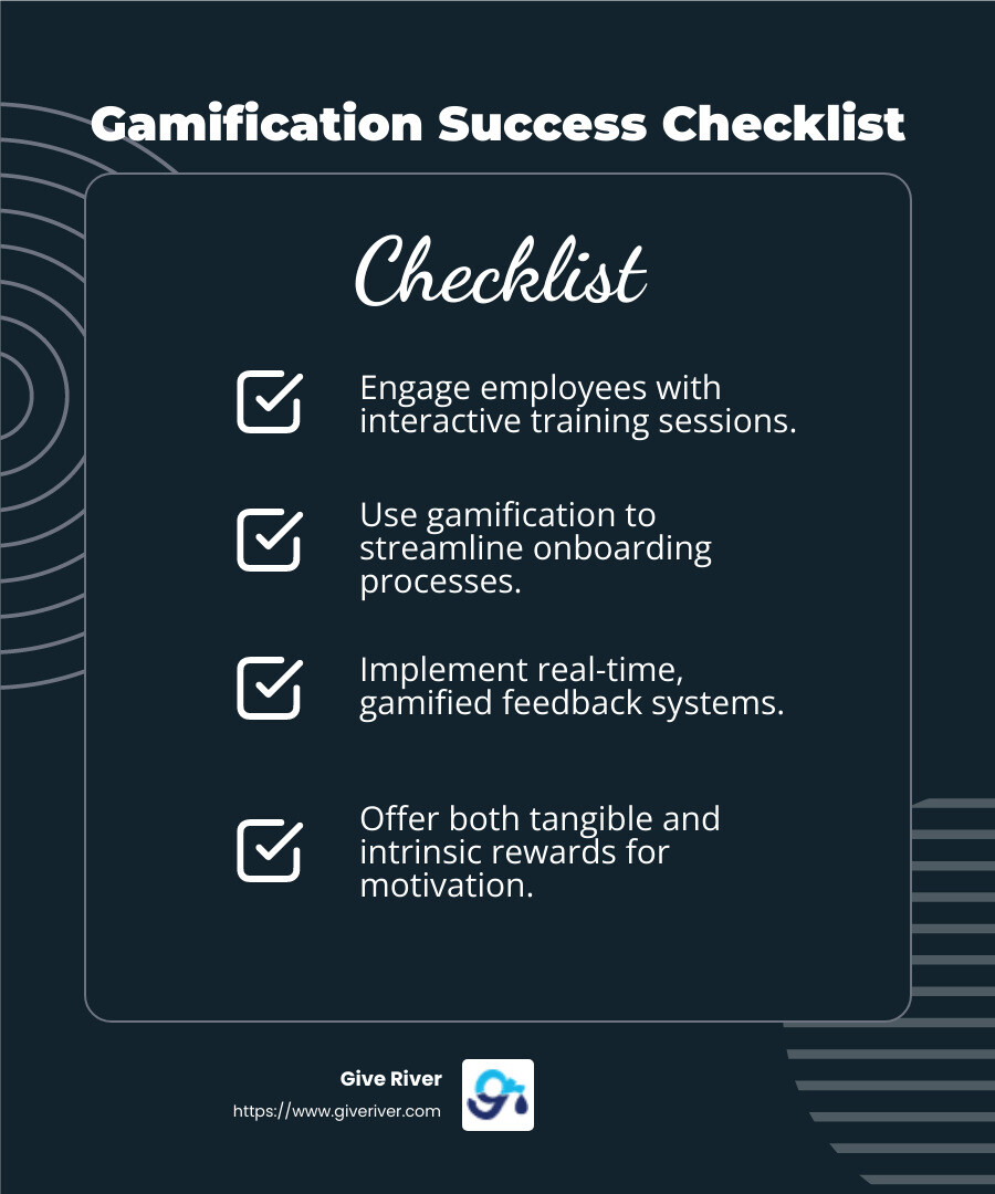 Employees who feel valued are more motivated and engaged. Source: American Psychological Association, Gallup - gamification in the workplace infographic checklist-dark-blue