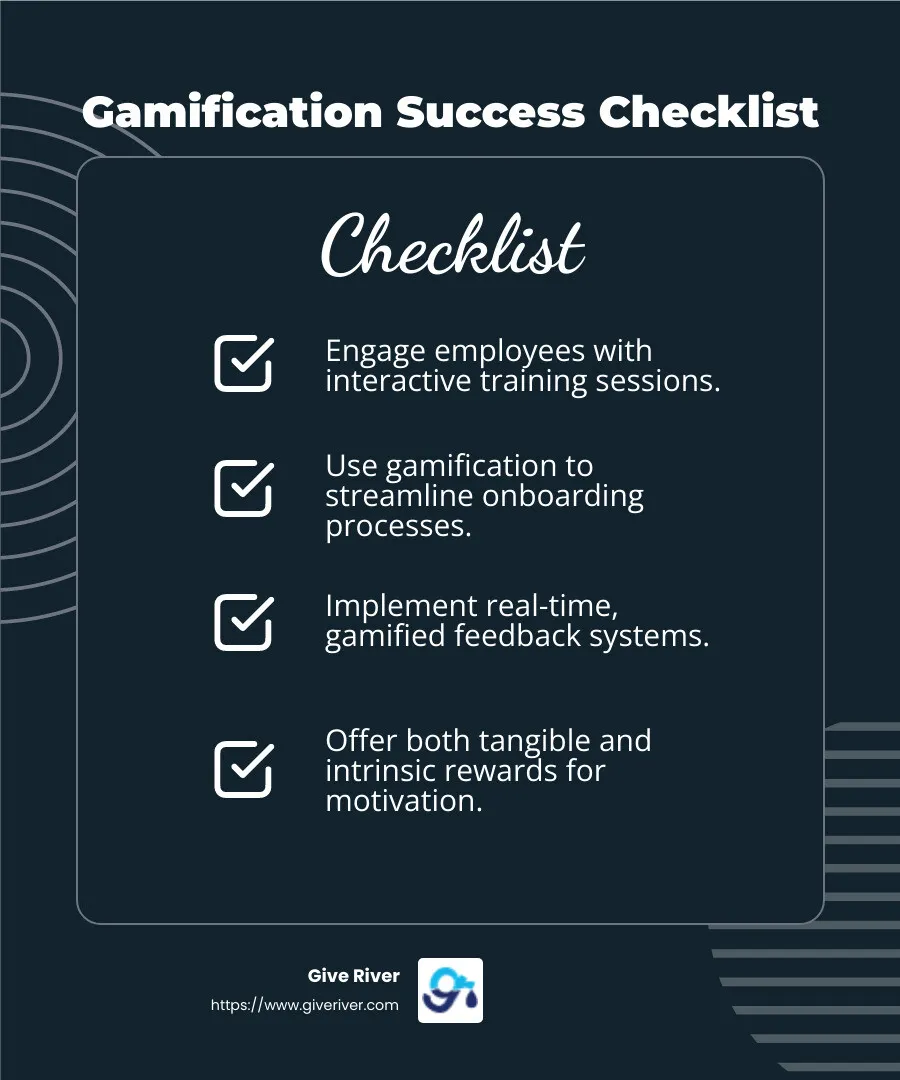 Employees who feel valued are more motivated and engaged. Source: American Psychological Association, Gallup - gamification in the workplace infographic checklist-dark-blue