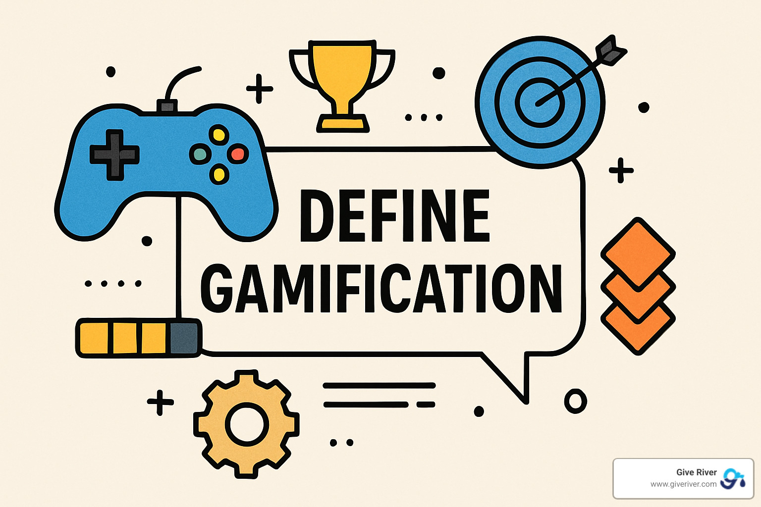 Examples of gamification in different industries showing badges, points systems, and progress tracking - define gamification