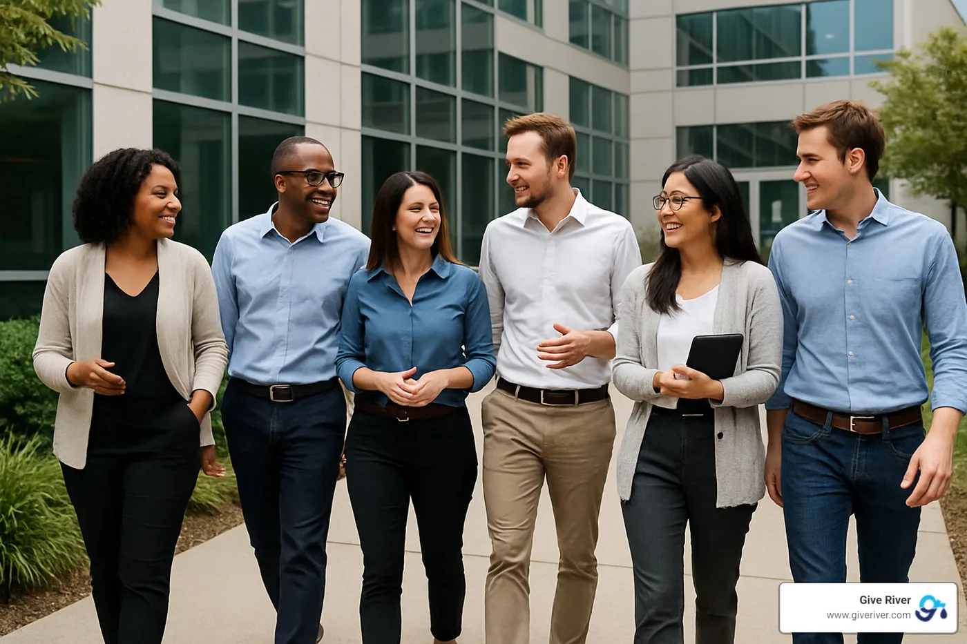 walking meeting with employees - wellness initiatives for the workplace
