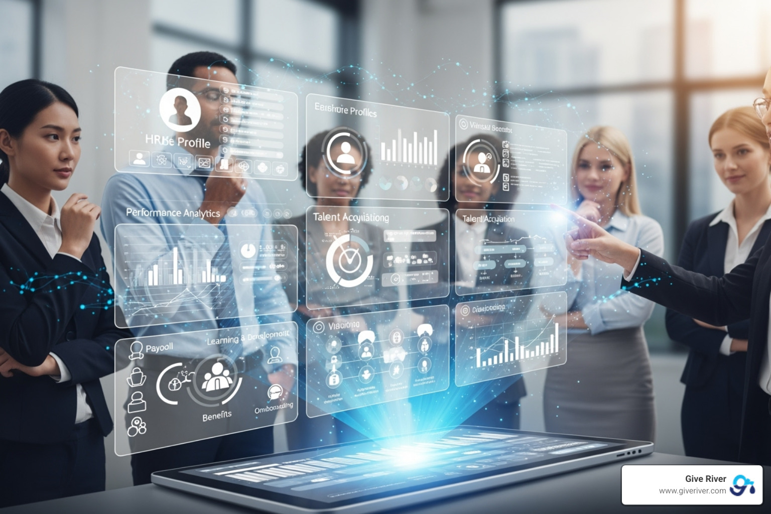 AI in HR analytics dashboard showing predictive trends and automated insights - digital HR solutions