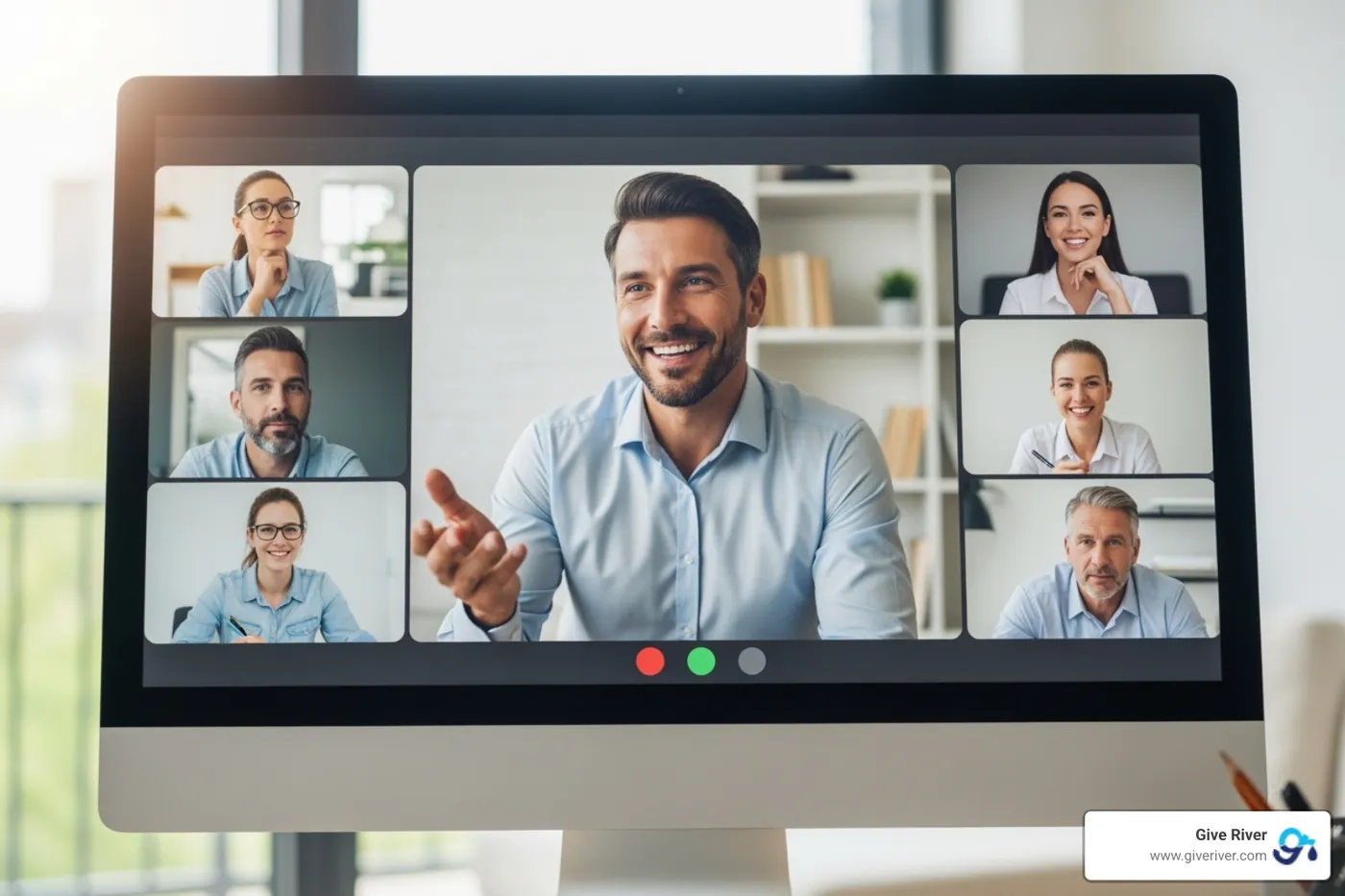 manager leading engaging virtual meeting with small focused team - virtual group activities for team building