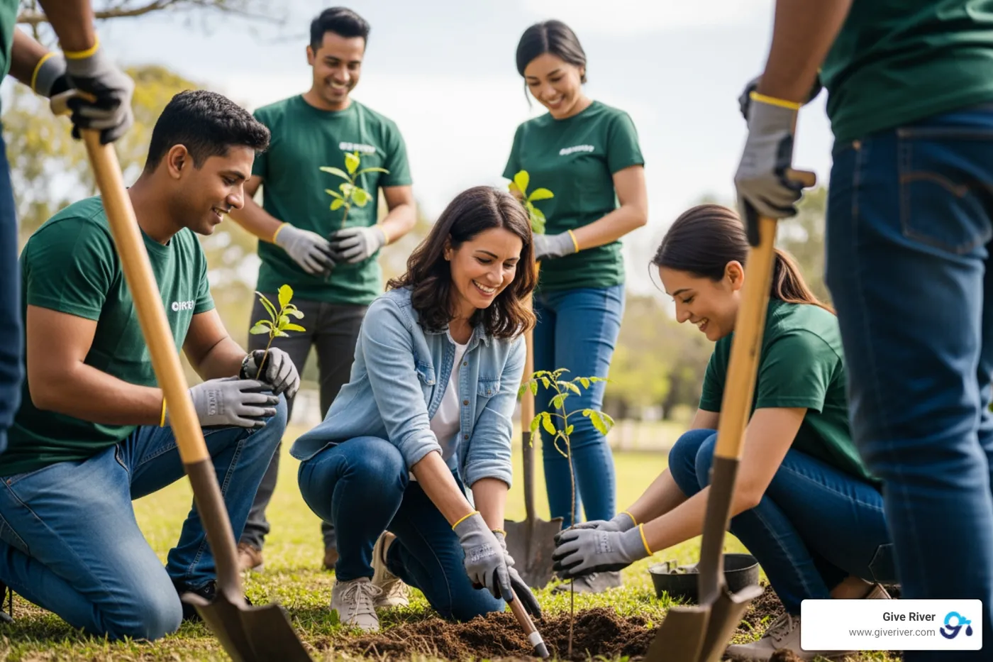 company leader actively participating in a volunteer day alongside employees - corporate community involvement programs