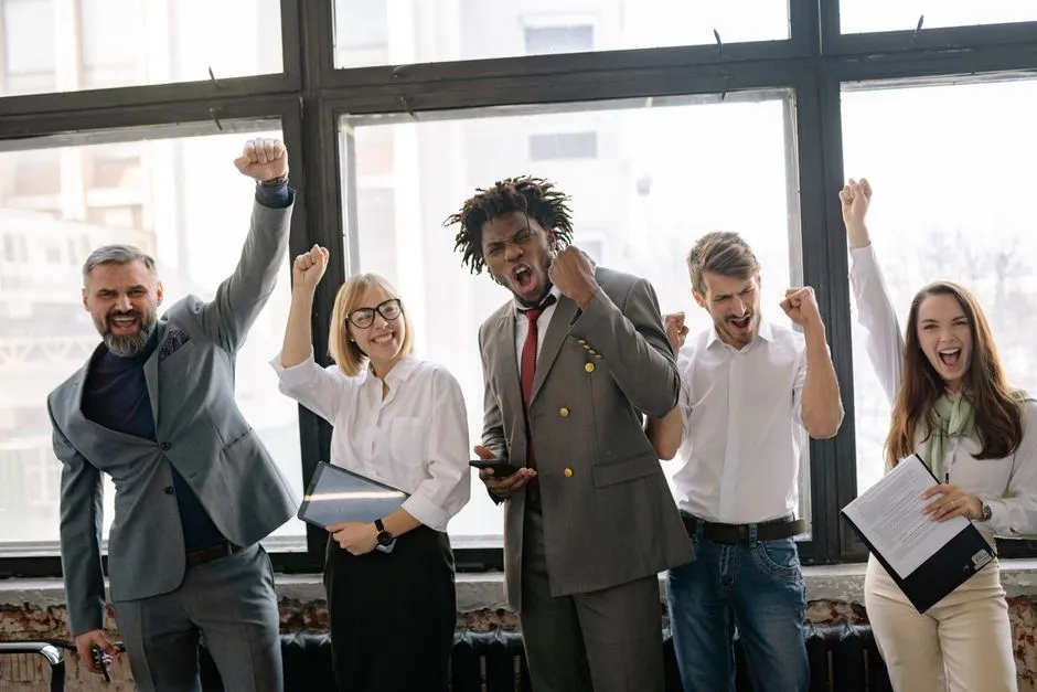 diverse team celebrating a milestone