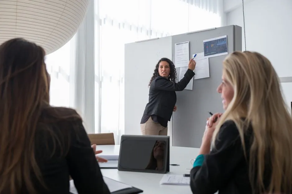 Consultant presenting a strategy to a leadership team - employee engagement consulting firms
