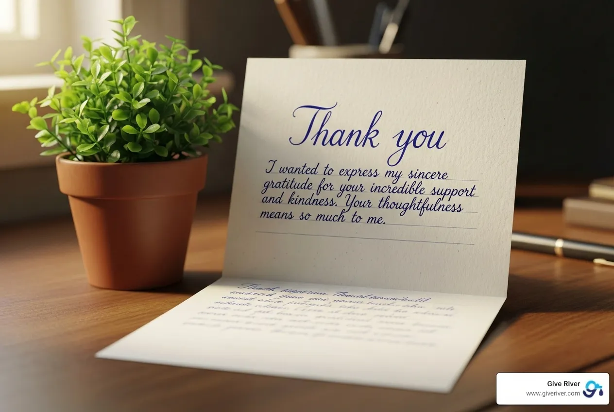 personalized thank-you note with a small plant - employee recognition and awards