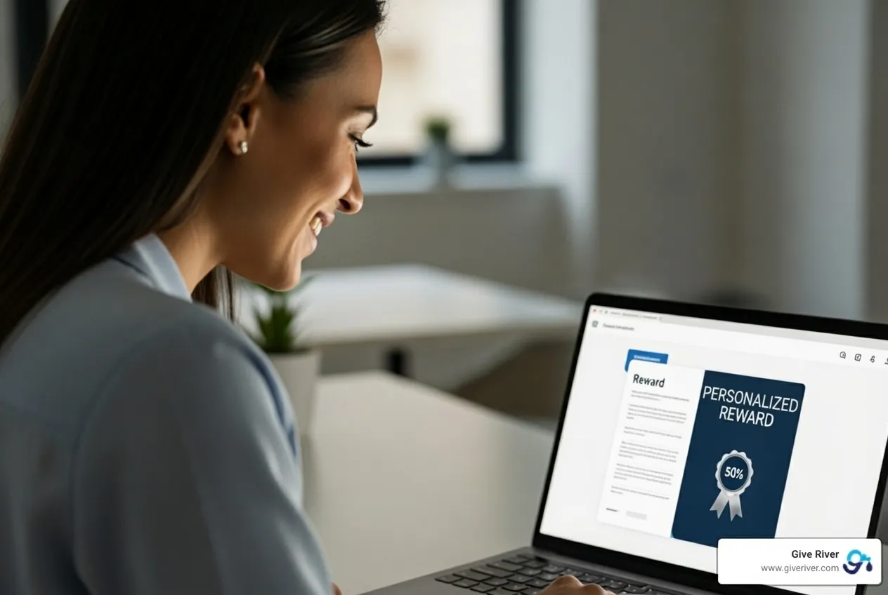 an employee receiving a personalized reward on a laptop screen - employee recognition action plan