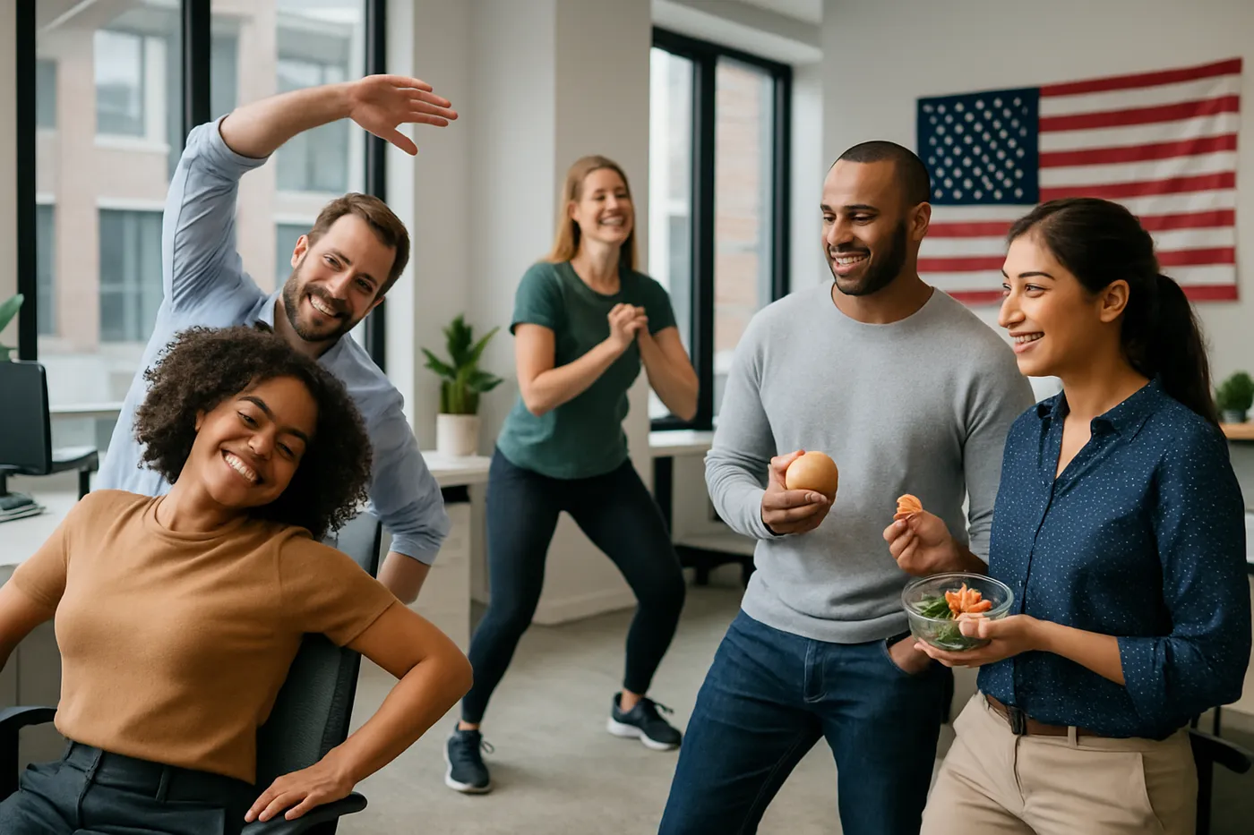 Employees participating in workplace wellness activities - workplace wellness initiatives