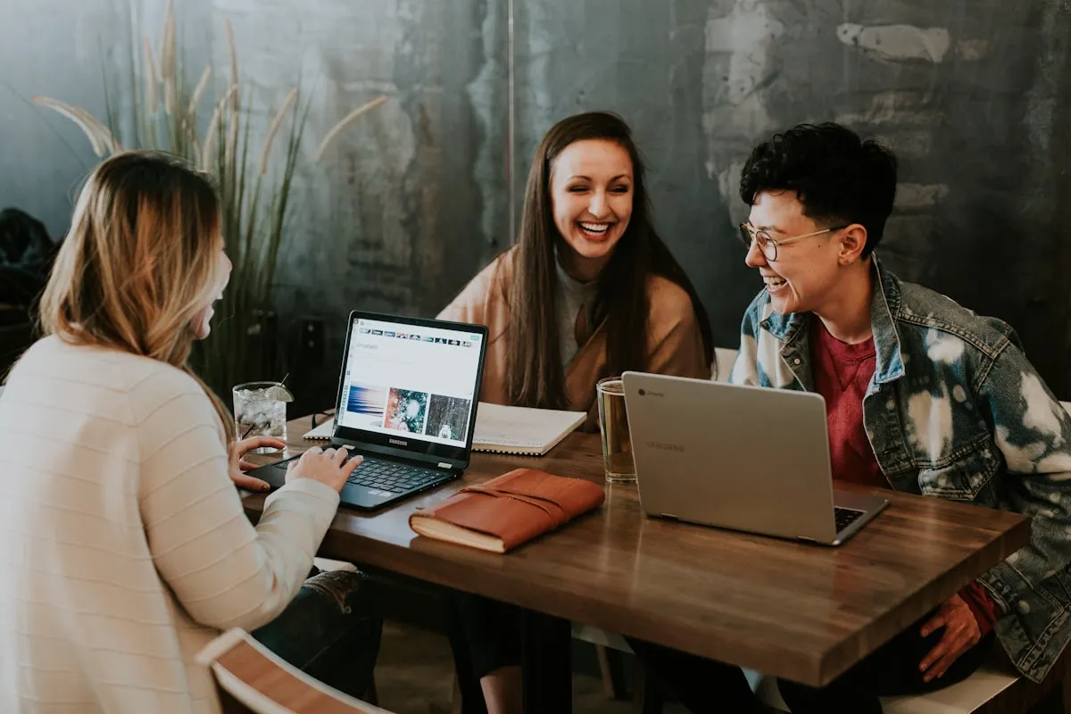 Various professionals engaging in different training methods including classroom settings, digital learning, mentoring sessions, and hands-on workshops - depicting the spectrum of learning and development approaches