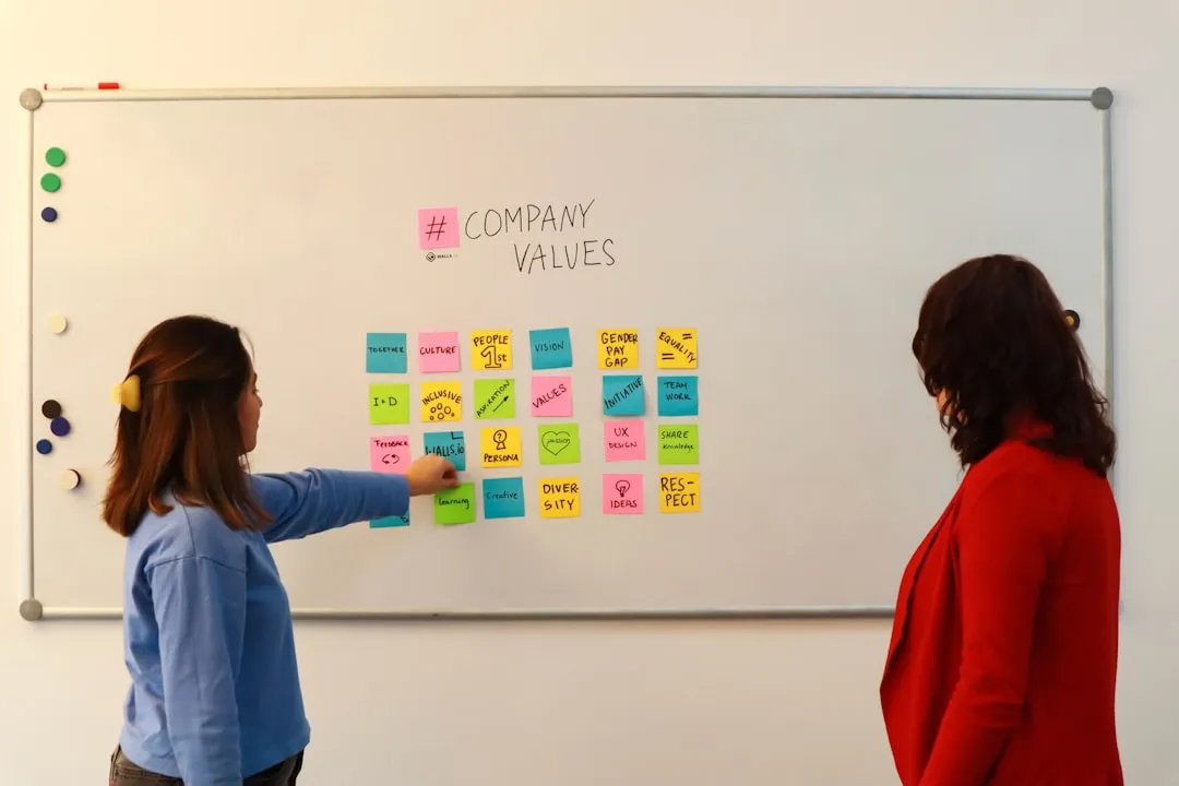 Image of a team planning a CSR initiative on a whiteboard - workplace giving programs